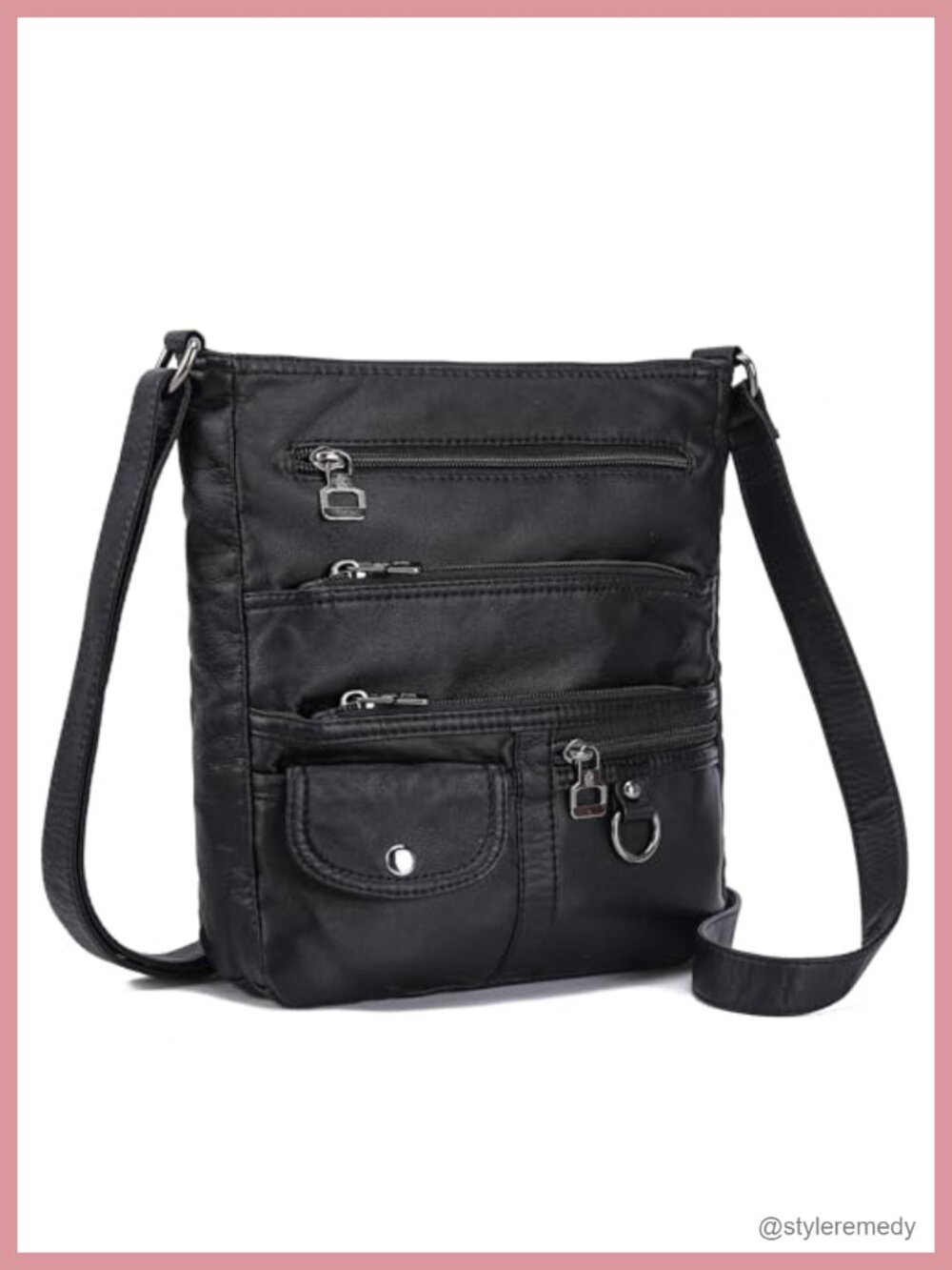Small Crossbody Bag with Multiple Pockets Soft PU Leather